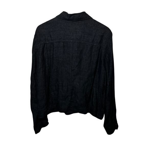 Eileen Fisher Jacket Navy Blue Organic Linen Vacation Casual Preppy Office XL - Picture 4 of 6